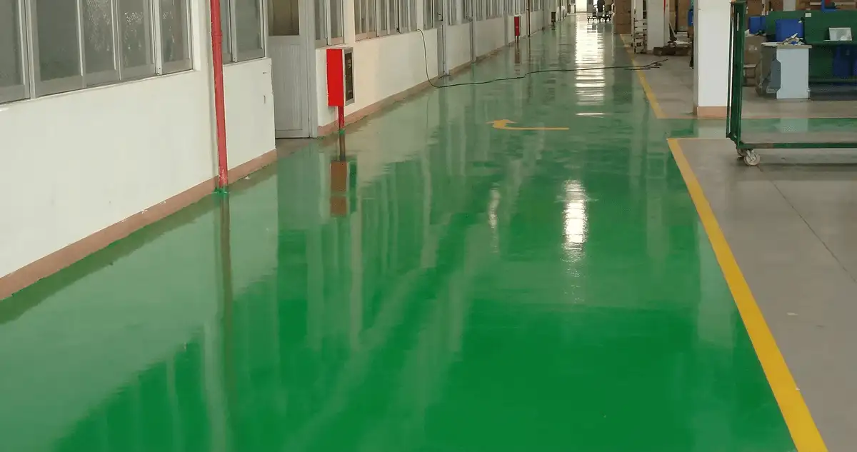 A factory floor professionally covered and marked with epoxy flooring in Kansas City, MO