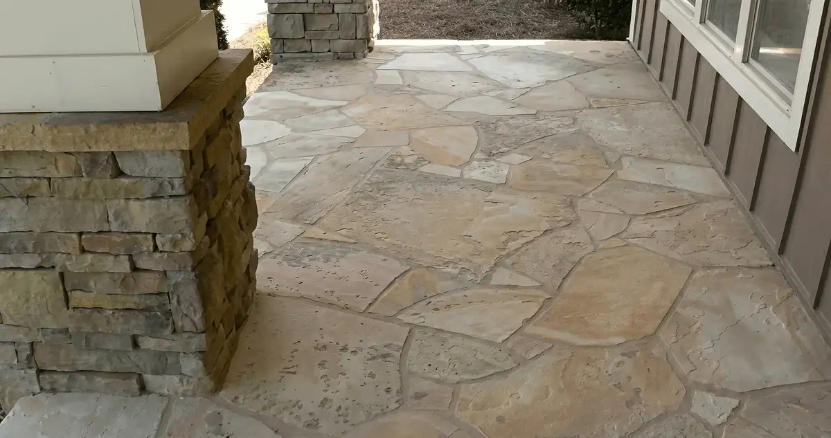 House entrance with professionally installed stone flooring in Kansas City MO