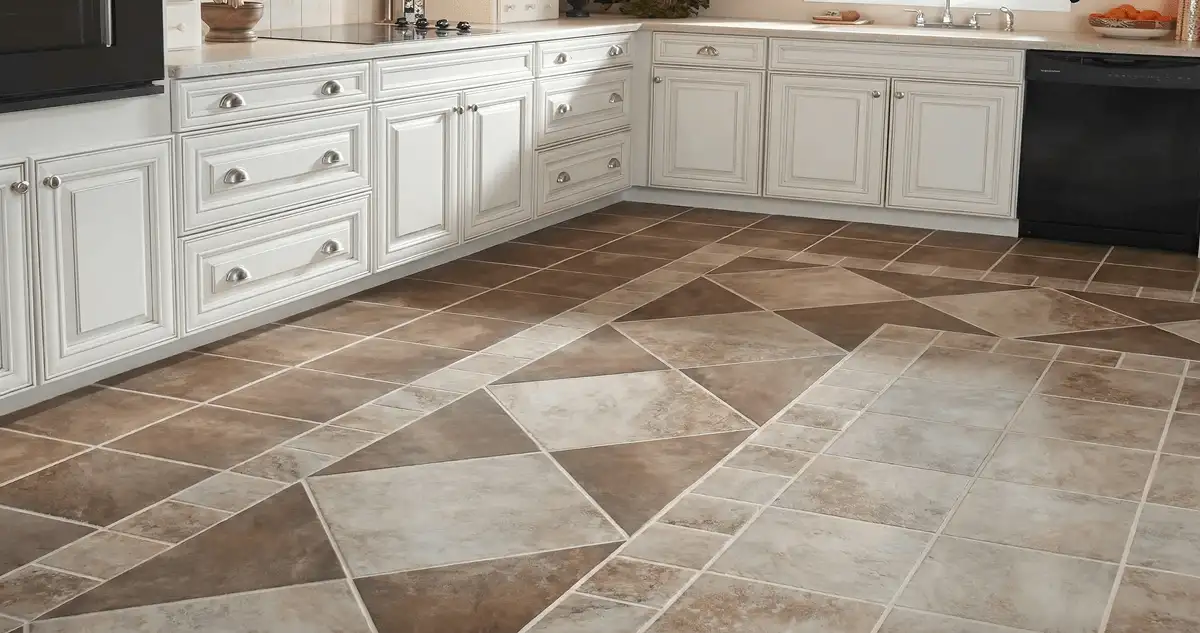 Kitchen with white cabinets and a professionally installed tile floor in Kansas City, MO